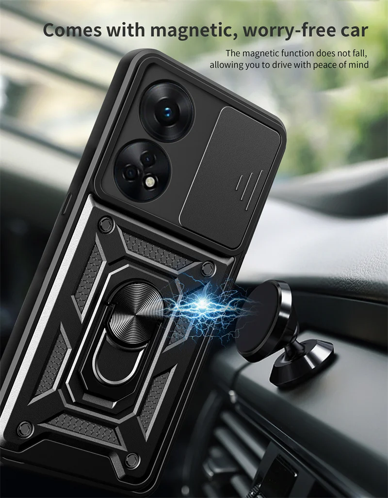 For Oppo Reno 8T 8 T 4G Case Car Magnetic Ring Stand Holder Armor Cases For Oppo Reno8T Reno8 T 4G 6.67 CPH2481 Back Cover