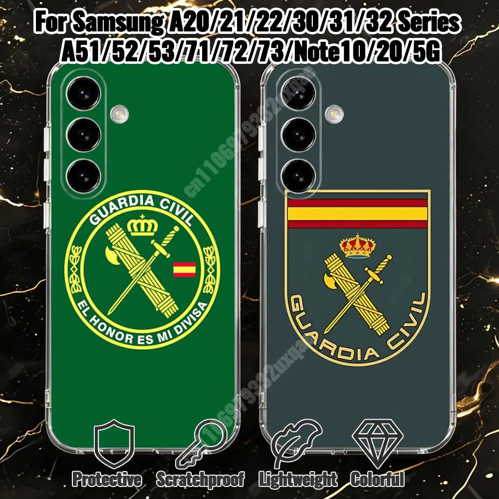 Spain Guard Civil Emblem Phone Case for Samsung Galaxy A71 70 52 51 A40 31 30 A21S 12 10 Transparent Protector