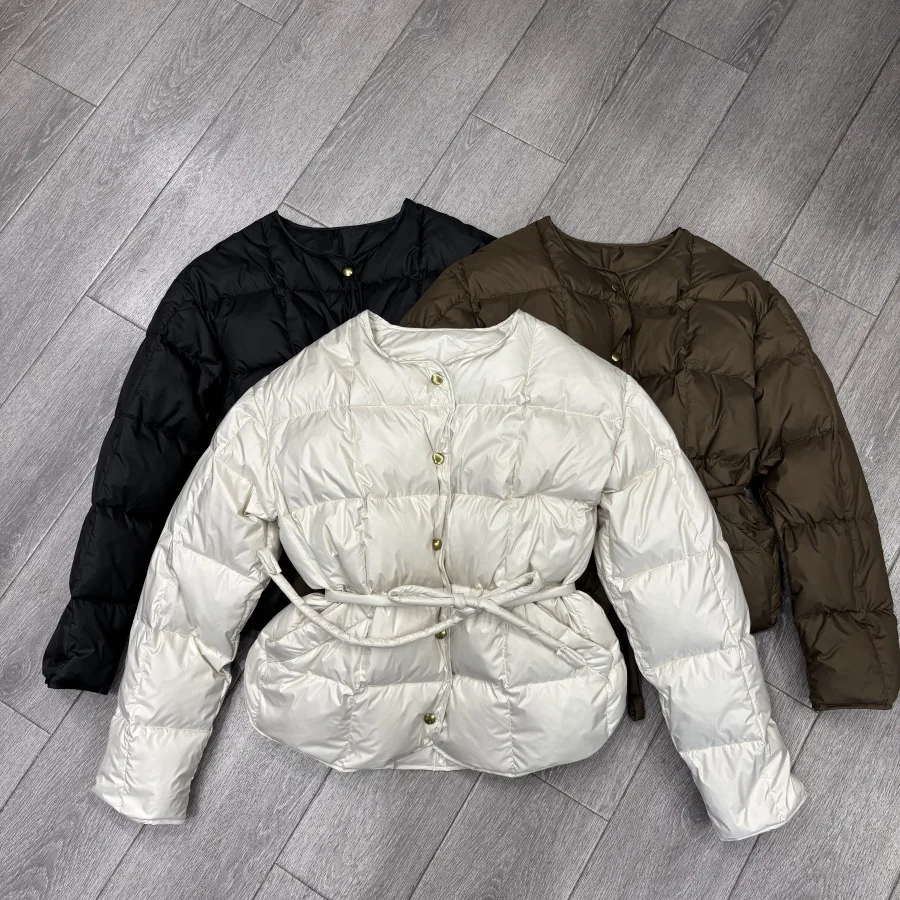 

90% White Duck Down Short Jacket for Women Winter New Arrival Round Neck Puffer Jacket Keep Warm Coat Women