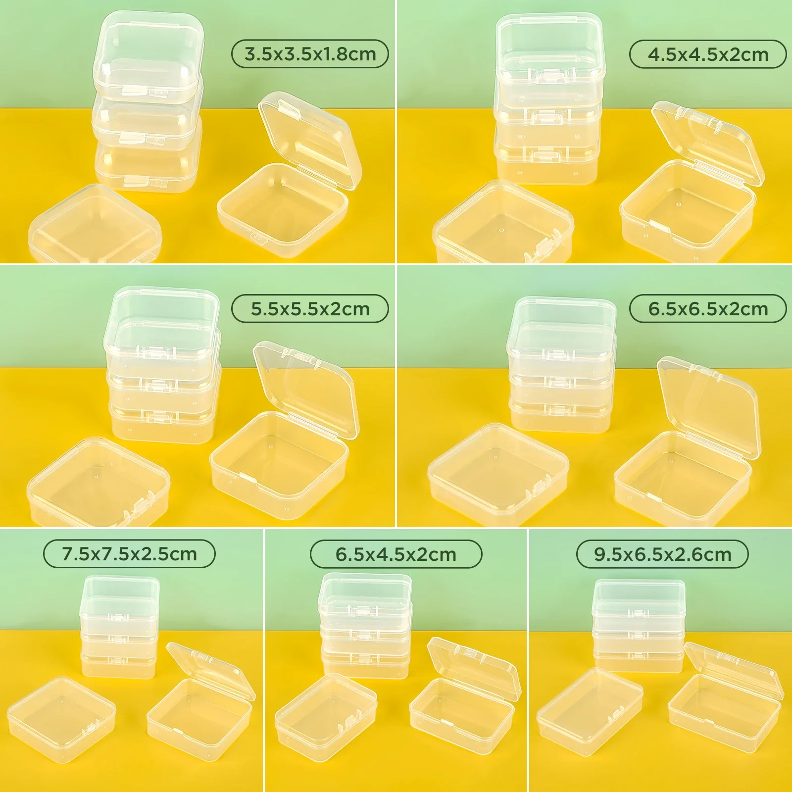 Caja de almacenamiento de 10 Uds., cajas cuadradas transparentes de plástico PP, organizador de cuentas de joyería, pendientes, embalaje de joyería, caja cuadrada pequeña de almacenamiento