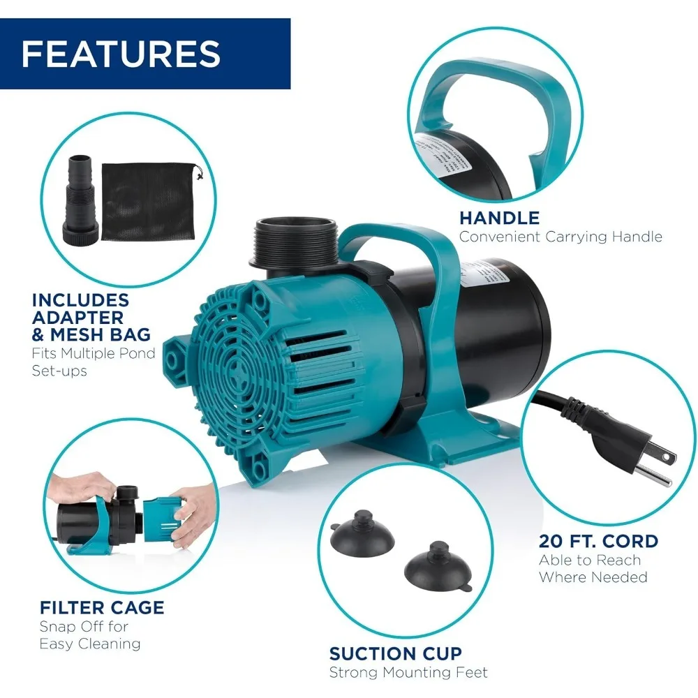 ترقية جديدة - مضخة دوامة موفرة للطاقة بقدرة 3000 جيجا بايت في الساعة للبرك والنافرات والشلالات والدورة الدموية - شحن مجاني #5