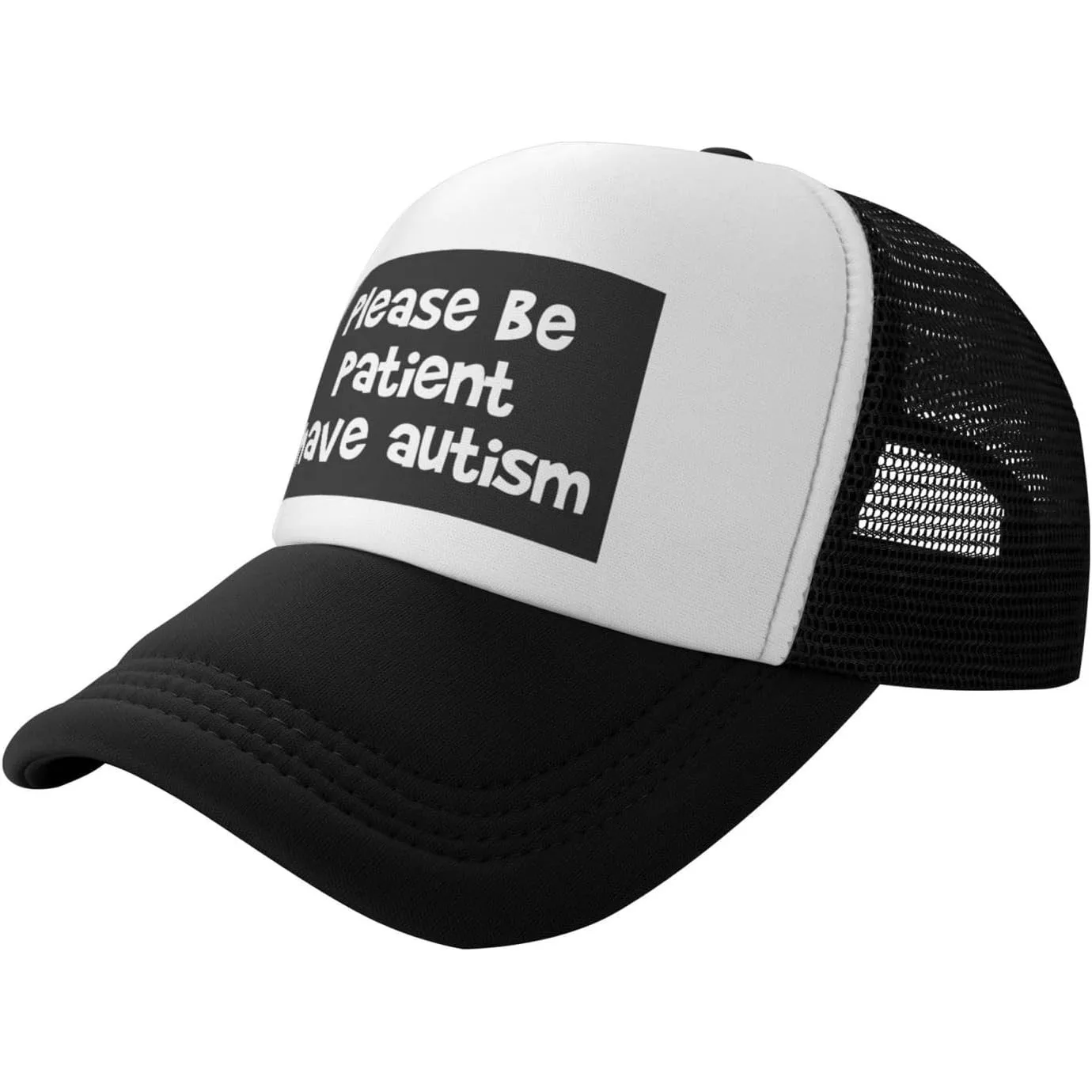 Autism Awareness Trucker Hat Please Be Patient Mesh Snapback Cap Casual Outdoor Unisex