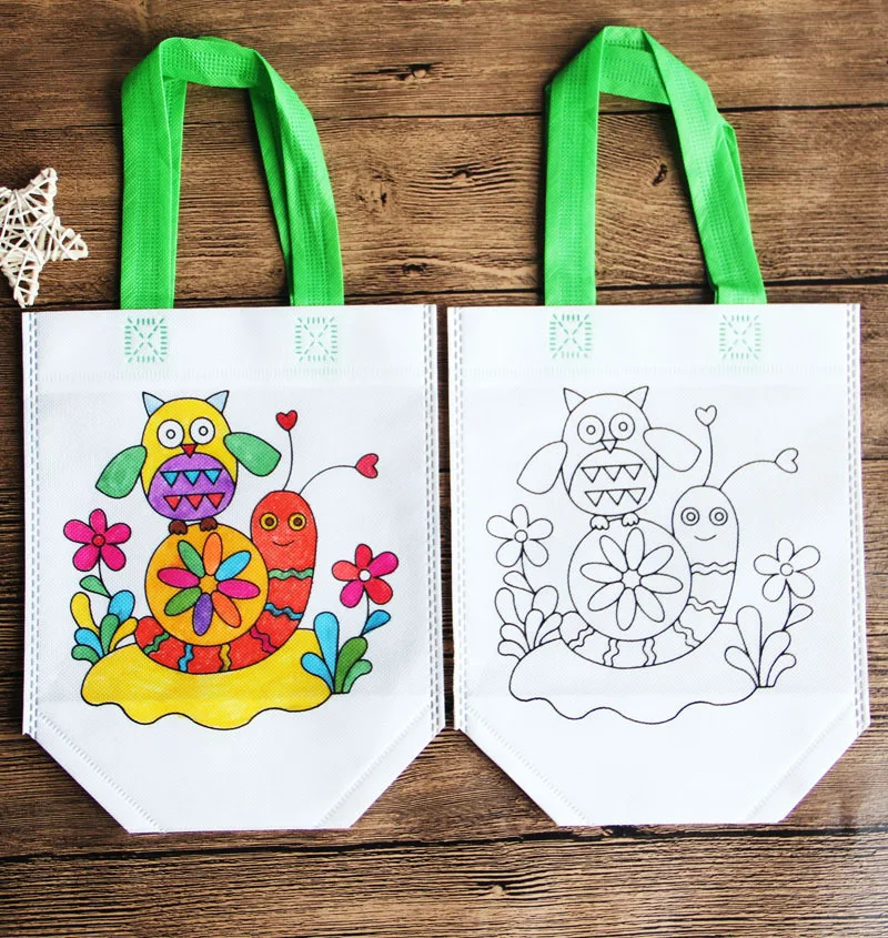 Kids DIY Drawing Craft Non-woven Bag Kindergarten Children Handmade Graffiti Drawing Toys for Boy Girl Gifts