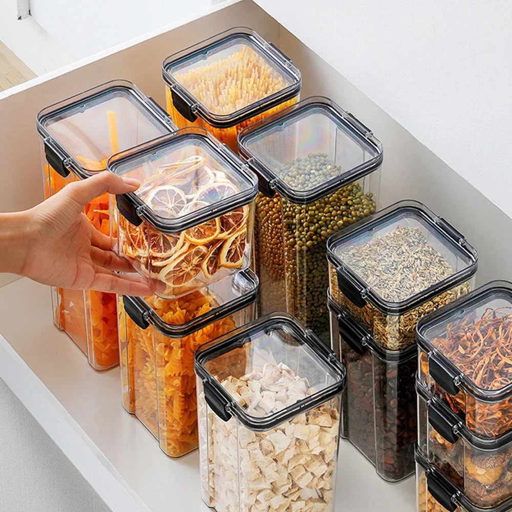 Plastic Food Storage Container for Kitchen Storage and Organization Jars for Spices Breadbasket Food Bulk Cereals Organizer Home