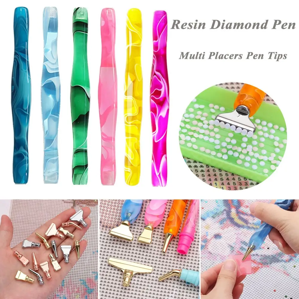 Nail Art Resin Pen Embroidery Cross Stitch Point Drill Pen Resin Diamond Painting Pen Multi Placers Alloy Replacement Pen Heads