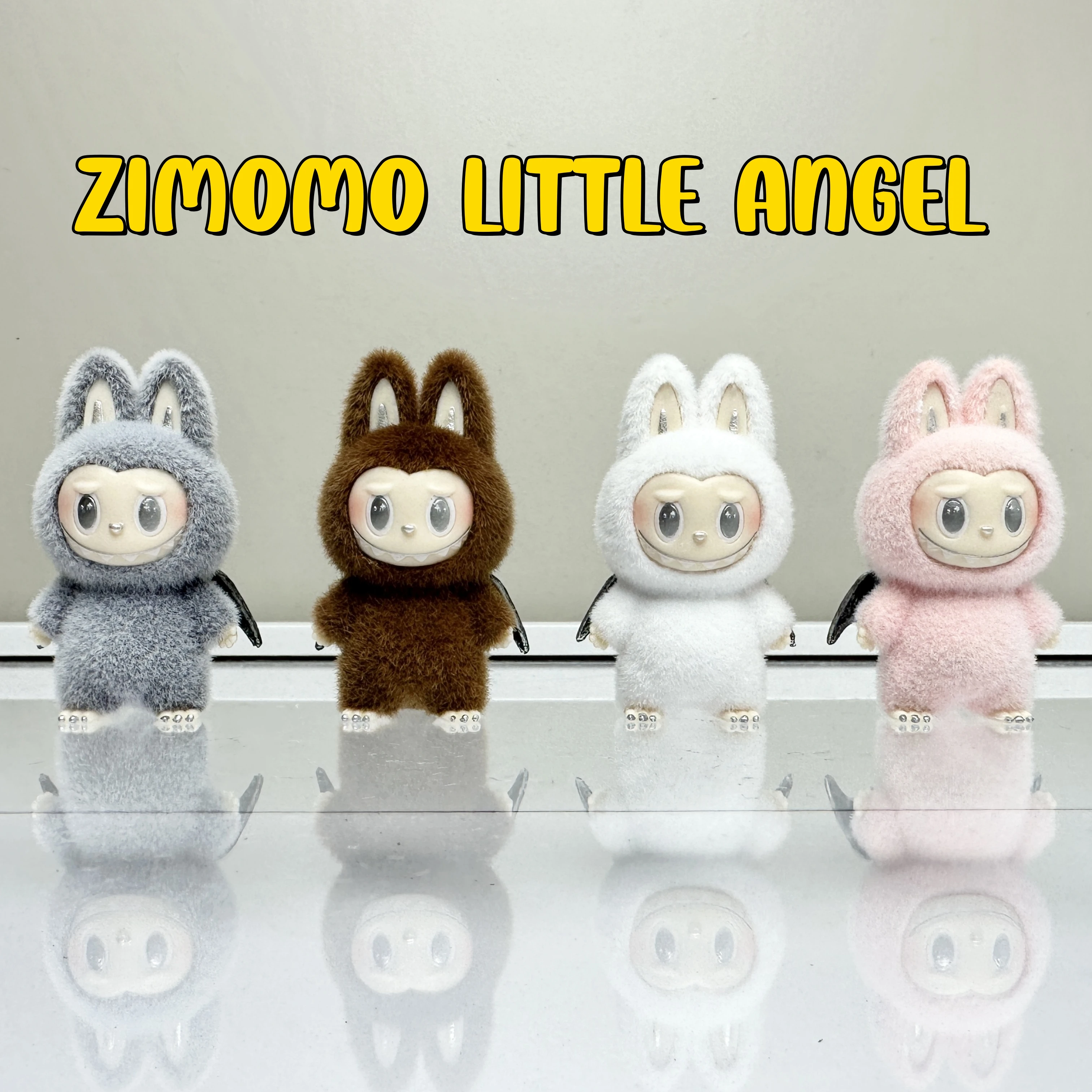 Highquality Zimomo Angel Series Labubu Mini Flocking Exquisite Cute Doll Diy Pendant Accessories Decoration Children Toy Gift