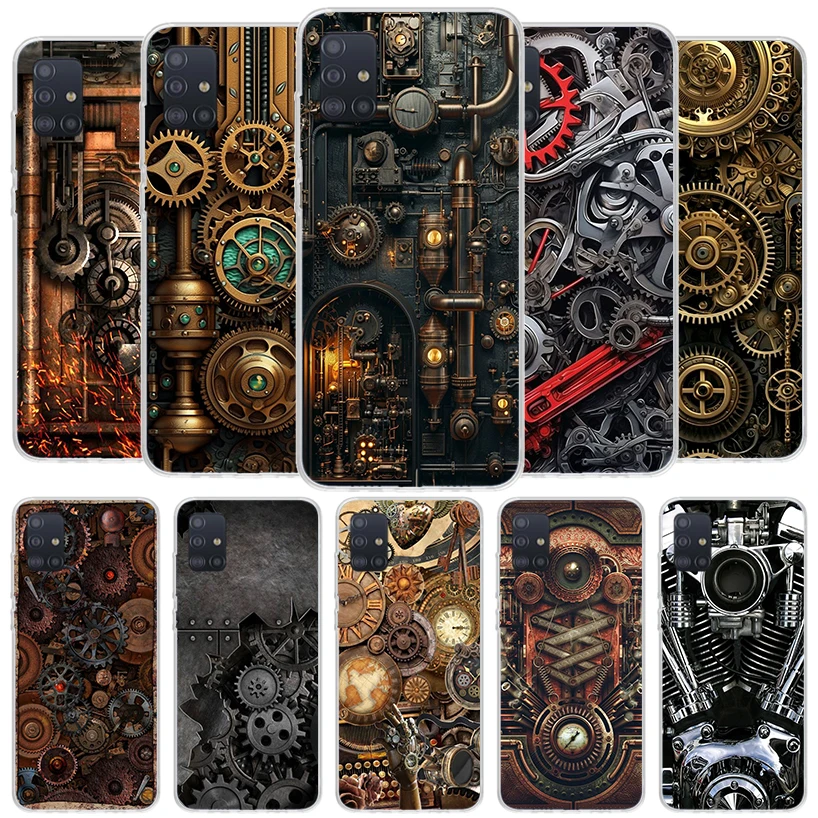 Steampunk Gear Mechanical Cover Phone Case For Samsung A51 A41 A31 A21S A71 A50S A40 A30S A20E A10S A6 A7 A8 A9 Plus Soft Fundas