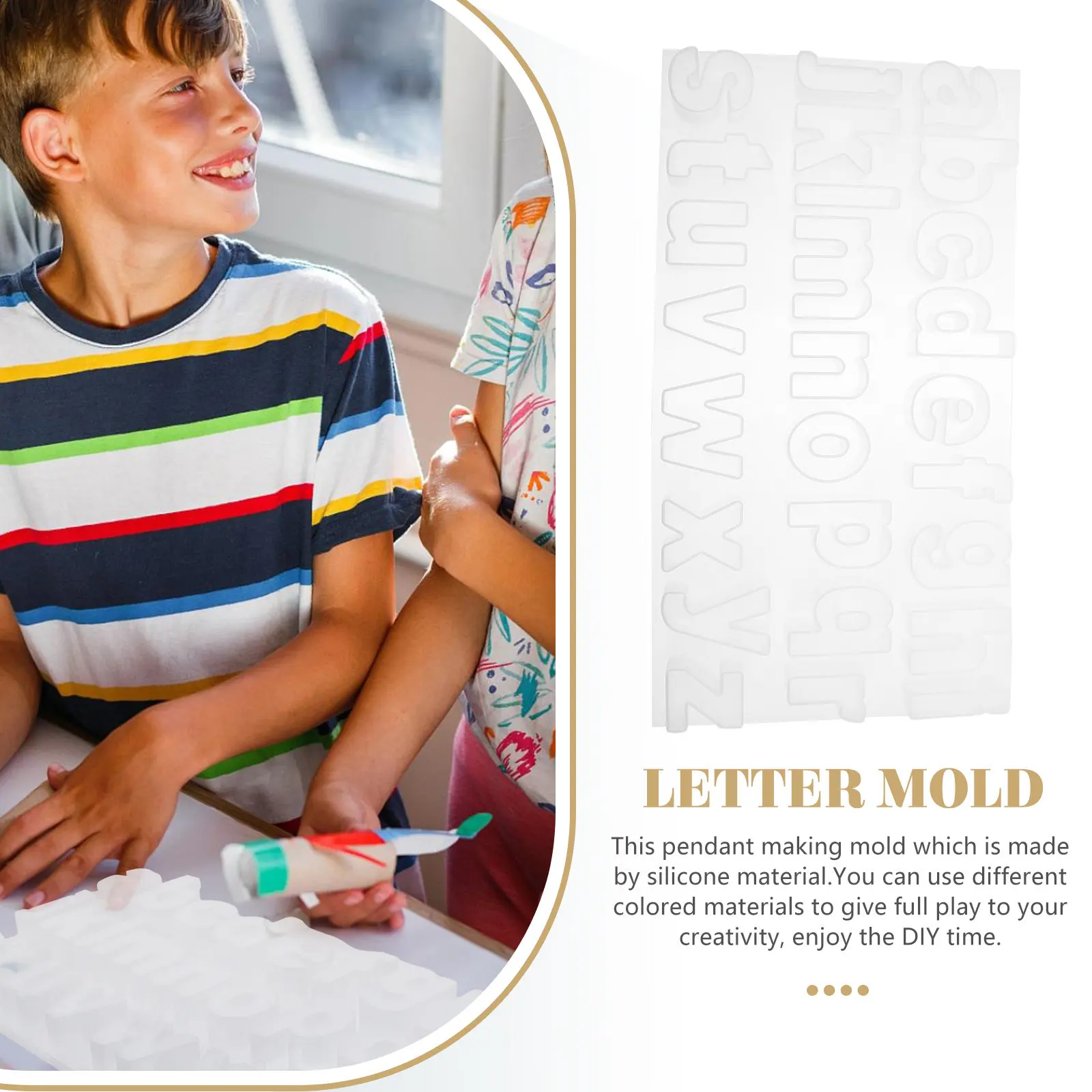 

Silicone Alphabet Letter Mold Lowercase DIY Pendant Making Mold for Epoxy Resin Crafts Jewelry Charms Keychain Accessories