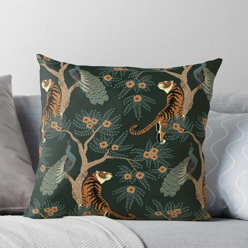 Vintage tiger and peacock in the jungle Throw Pillow Cushions For Sofa Pillowcases Cushion Covers Sofa Pillow