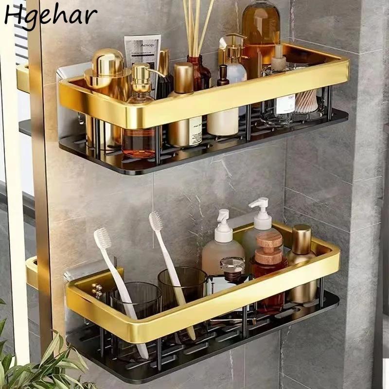 

Wall-mounted Storage Holders Non-punching Bathroom Organizer Household Saving Space Multi-function Shelf Accessories Shower Chic