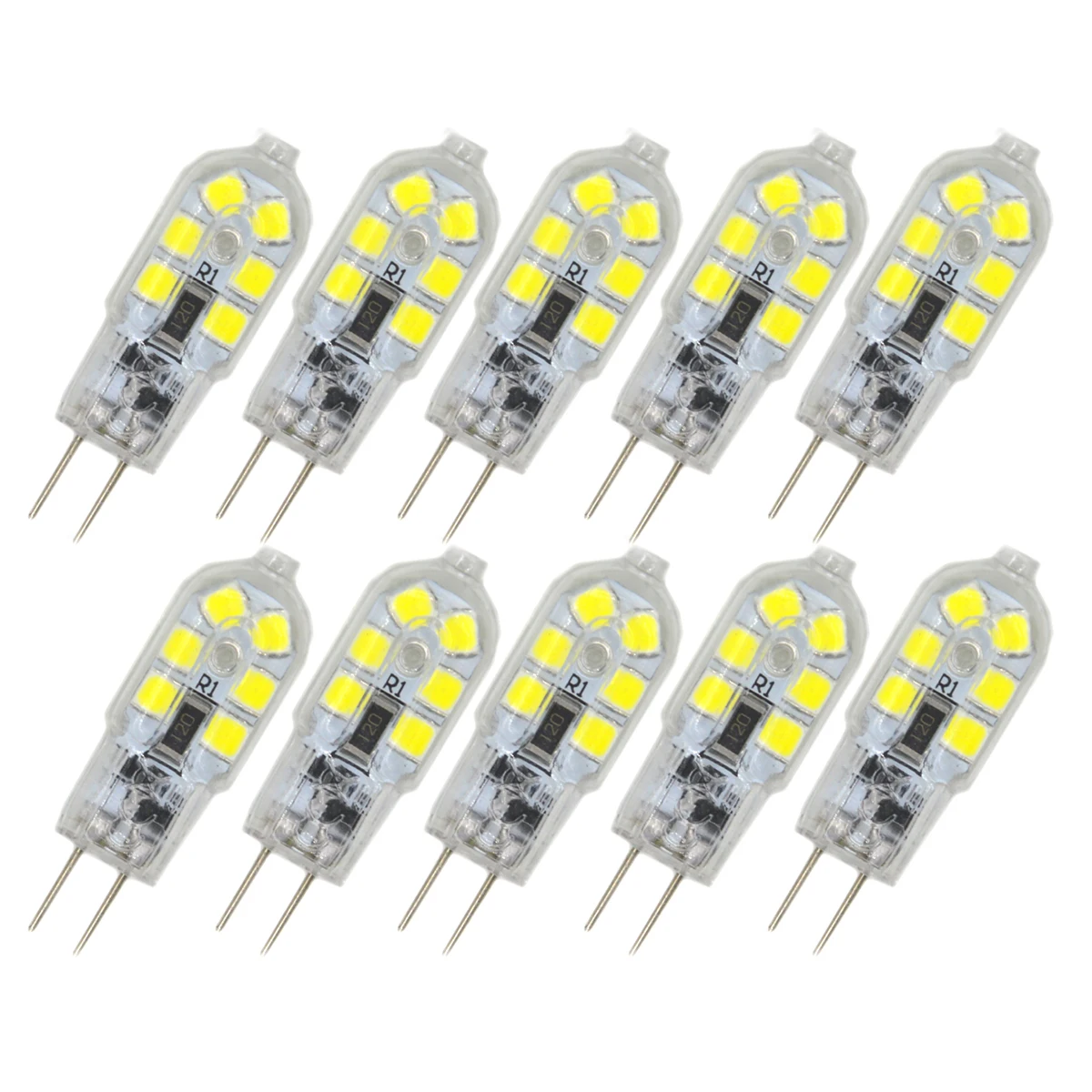 

10pcs G4 Led Bulb Dc12V 1.5W 150Lm 6000-6500K Smd 2835 360° Beam Transparent Shell White High-Grade Silicone Low Power
