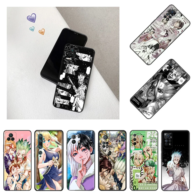 Ultra Thin Black Phone Case For Redmi Note11 11s A1 A2 Plus K60 K50 K40 Xiaomi 14 11t 11 Lite CC9 Pro Dr. STONE Anime Cover