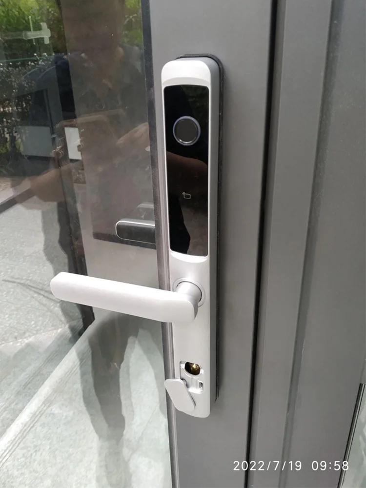 Window screen door integrated broken bridge aluminum fingerprint lock 3.2CM low handle smart lock waterproof ultra-thin aluminum