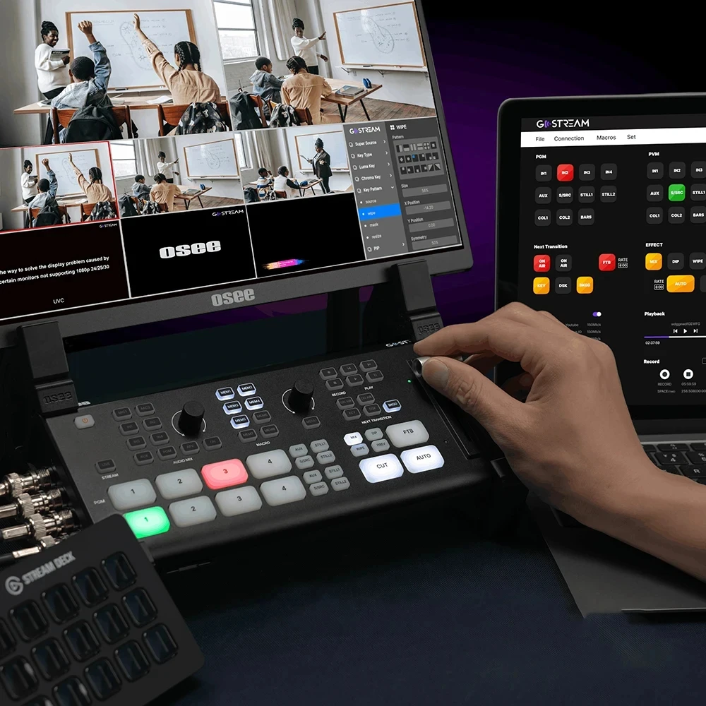 Osee GoStream Switcher Duet Multiple Camera SDI and HDMI Live Stream Video Mixer with SD Record and NDI HX Supported