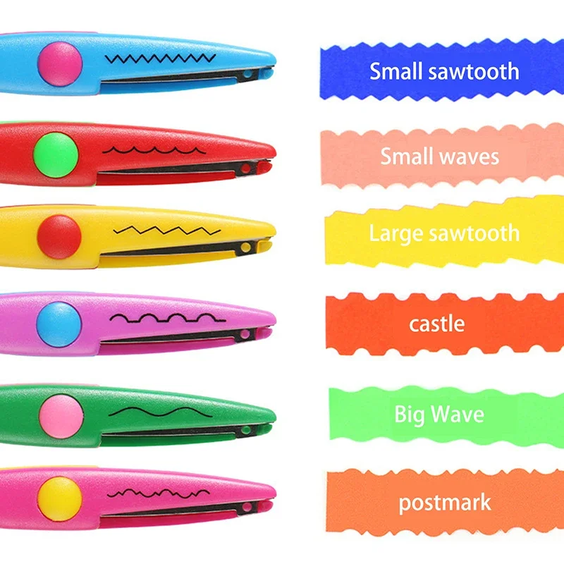 6pcs/Set Scissors Wavy Pattern Paper Cutter DIY Handmade Tools Paper Craft Kawaii Card Photo Scissors Kids Gifts Office Supplies