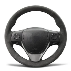 Customized Car Steering Wheel Braid Non-Slip Cover Auto Interior Accessories Suede Leather For Toyota Rav4 2013 2014 2015