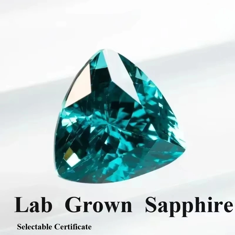 wholesale Lab Grown Sapphire Paraiba Triangle Size 6x6mm Charms Diy Advanced Jewelry Making Materials Selectable Certificate