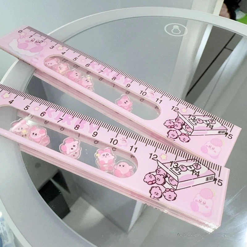 جديد Kawaii كيربي حاكم أنيمي الكرتون طالب مسطرة مستقيمة 15 سنتيمتر عالية قيمة الرسم الاكريليك هزة حاكم اللوازم المدرسية الهدايا #3