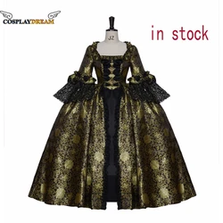 (In Stock)Queen Charlotte Cosplay Gold And Black Dress Rococo Marie Antoinette Ball Gown Elizabeth Colonial Lady's Dress