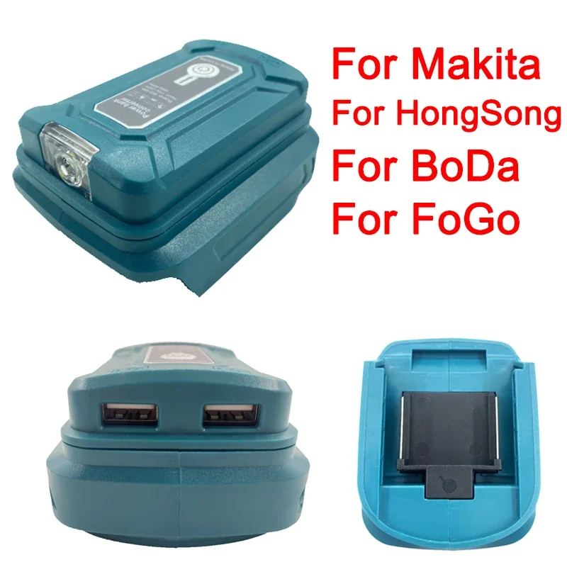 Li-ion Bateria Adaptador com Lâmpada Led Dual Usb Carregador do Telefone Móvel Lanterna Makita Hong Song Boda Fogo 18v Bl1830
