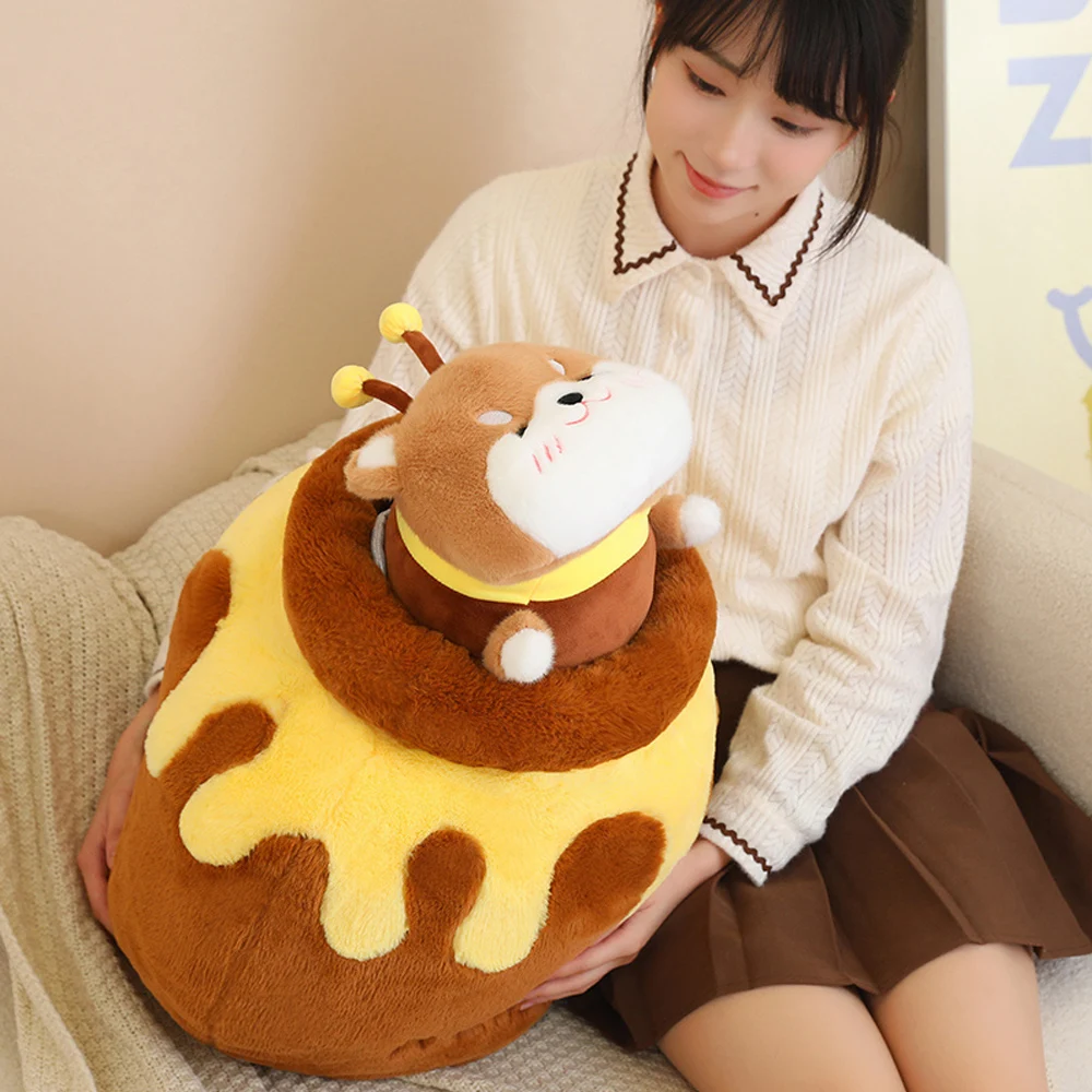 Creatieve Bee Vormige Capybara Shiba Inu Hond Knuffels Gevulde Squishy Kogelvis Kussen Vriendin Verjaardagscadeautjes Room Decor