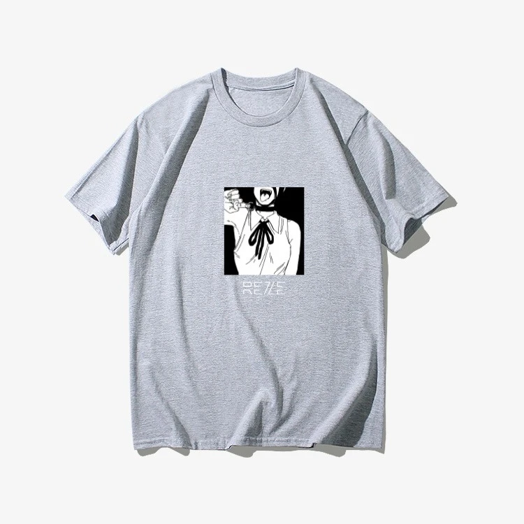 2025 الشتاء والخريف بالمنشار تي شيرت رجالي قنبلة الشيطان Reze البضائع قصيرة الأكمام أنيمي النمط الياباني قميص أسود الملابس #4