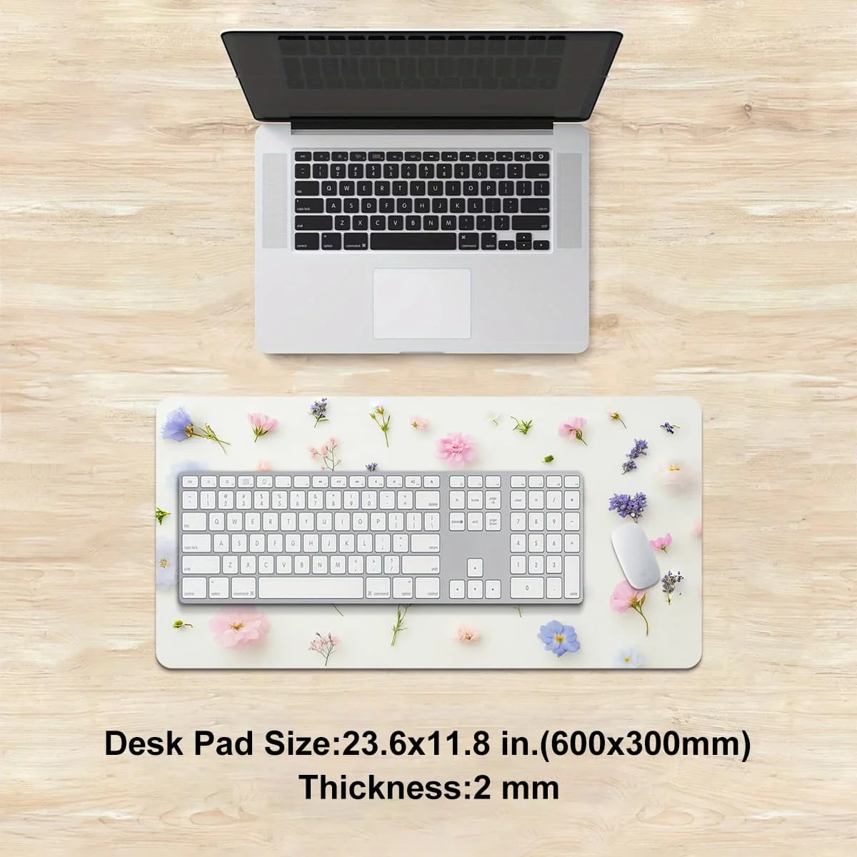 Pressed Flowers Specimen Mouse Pad Multi-size Non-Slip Stitched Edge Computer Keyboard Desk Mat For Office Home, Festival Gift