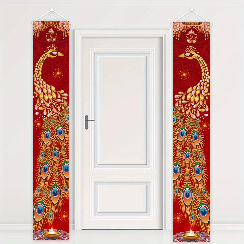VIKAMA 인도 공작새 디야 수직형 도어 배너 전통 - Ethnic Fabric 리뷰 및 가격