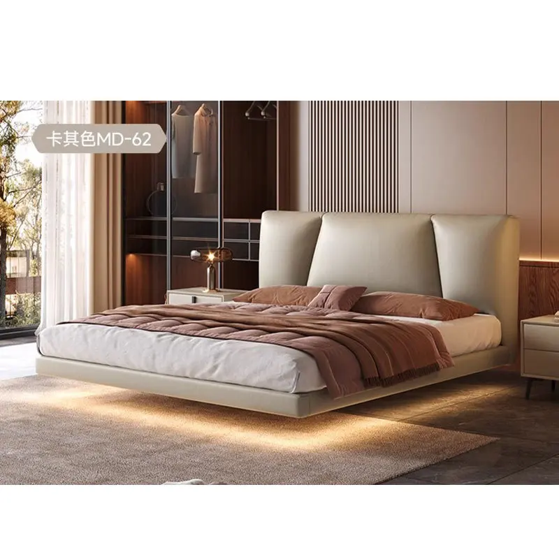 Waffle, couro, cama pairada, quarto principal, italiano, minimalista.