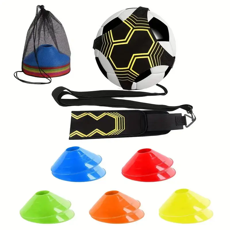 1Set Sport Football Bounce Kits Adjustable Soccer Training Belt 10-Pack Agility Soccer DiSC Cone