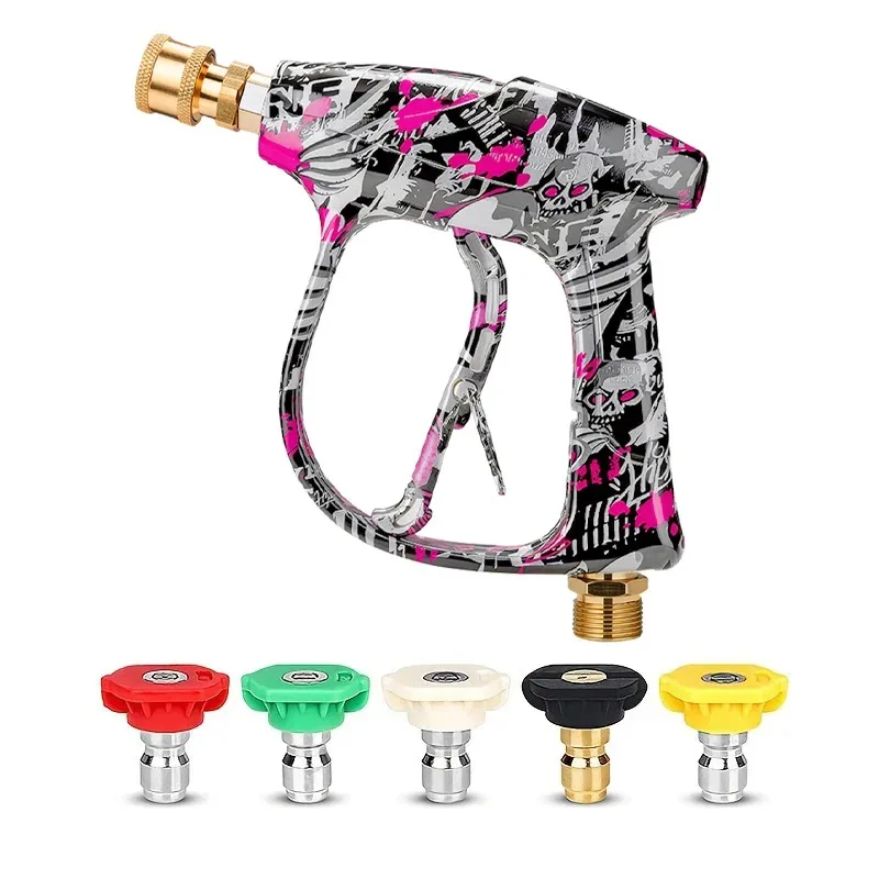 Unique Coated Pressure Washer Gun with Matching Nozzle Set, Multi-scene Use for Car Beauty & Courtyard