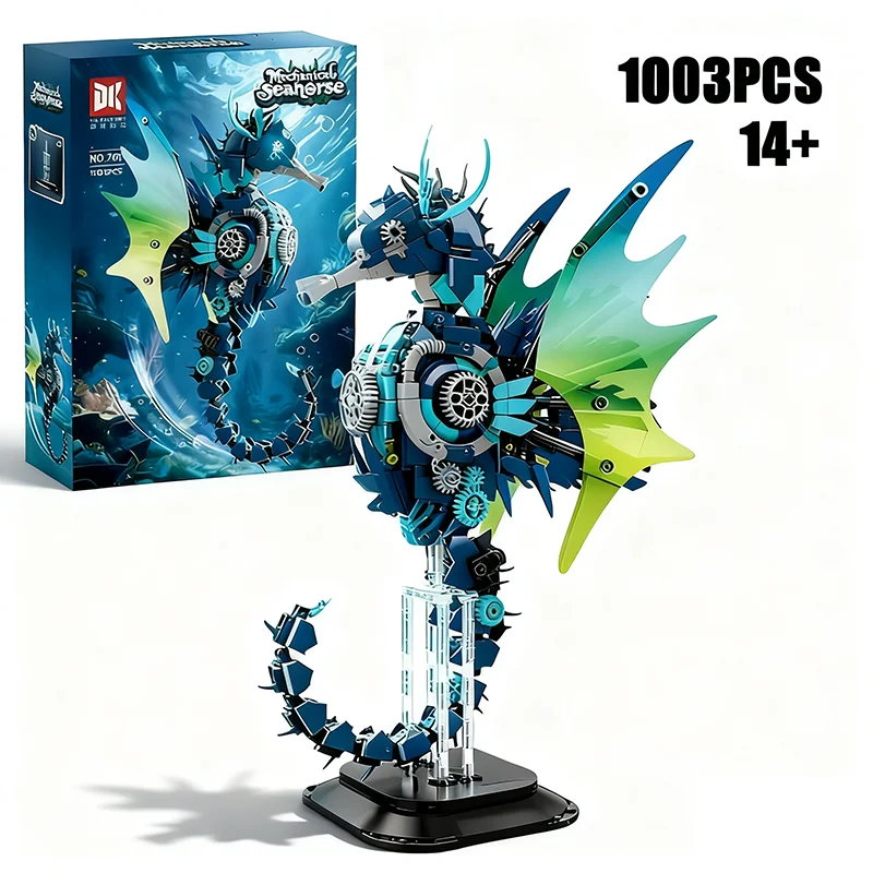 

1003PCS Creative Mechanical Seahorse Building Blocks Desktop Ornament MOC Assemble Bricks Creative Gift For Children Kids