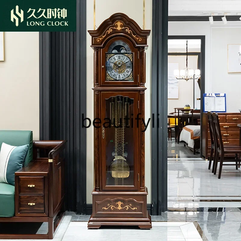 QQ German Helmler European floor clock living room retro pendulum clock vertical solid wood mechanical pendulum clock