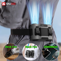 Waist Clip Fan Portable Neck Fan Mini USB Rechargeable Hanging Fan For Outdoor Working Double Air Outlet Waist Fan 20000Mah