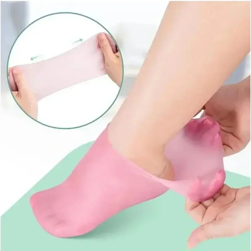 Calcetines de silicona para el cuidado de los pies, medias de Gel hidratante antigrietas, Protector para eliminar la piel muerta agrietada, alivio del dolor, herramientas de pedicura, 2 piezas