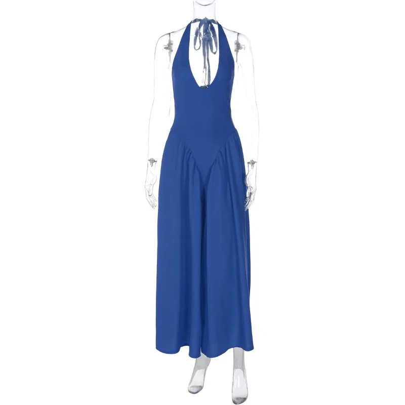 Talenza Backless Diepe V Gesplitste Lange Jurk Zomer Sexy Feestjurk Voor Dames Halter Nieuwe Mode Slanke Witte Mouwloze Lange Jurk