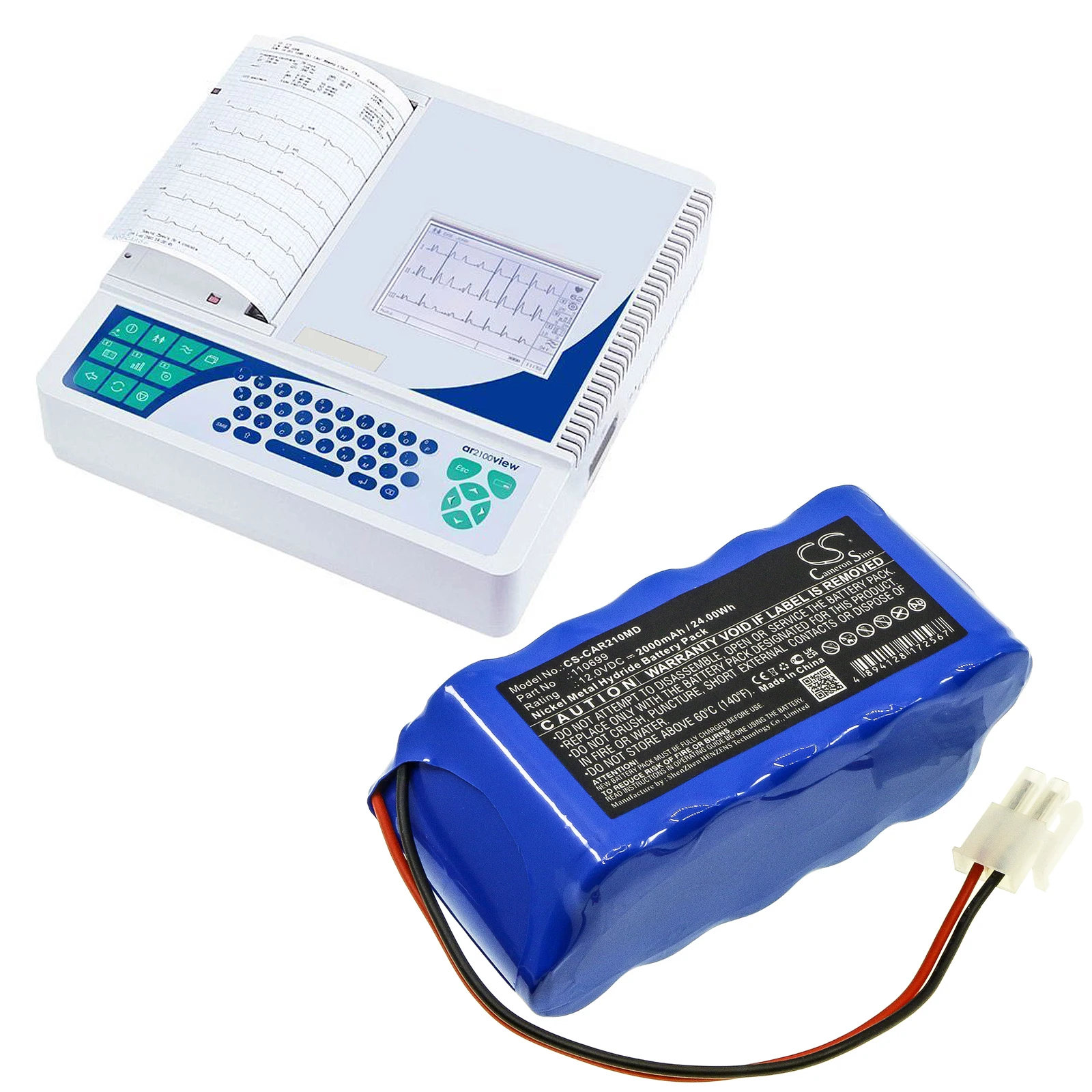 12.0V 2000mAh Medical Battery 110699 GP220AAH10WMXZ 110785 for Cardioline ECG AR2100 View, ECG 200S, ECG Recorder AR1200 view