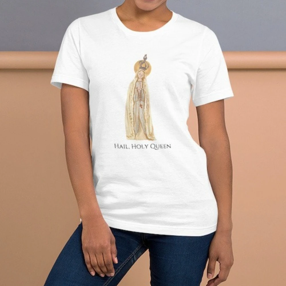 

Hail Holy Queen Mary Catholic Tee Catholic Faith T-shirt Women Daily Life Simple Casual Tshirt Catholic Gift Shirt Girl Clothing