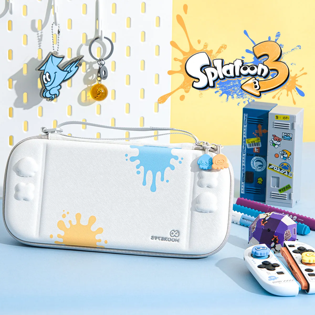 حقيبة تخزين ألعاب Switch2 الأصلية، تخصيص جرافيتي كرتوني بسيط، حقيبة محمولة مضادة للسقوط باللون الأبيض النقي، محيط الرسوم المتحركة #5