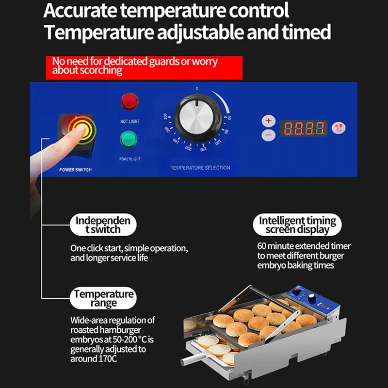 PBOBP Hamburger Machine Commercial Small Automatic Double-layer Baking Machine Heating Hamburger Furnace Machinery And Equipment