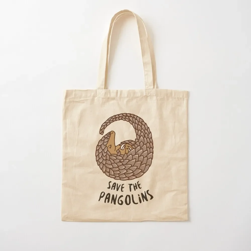 Save the Pangolins - Curled up Pangolin Tote Bag custom fabric bag Women's tote bag Canvas shoulder