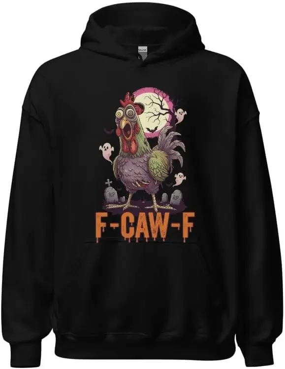 F-Caw-F سخيف الديك هودي الدجاج الفكاهة للفناء الخلفي ومحبي الحياة المزرعة الأفق الأحمر عادية مريحة الشتاء مطابقة هوديس