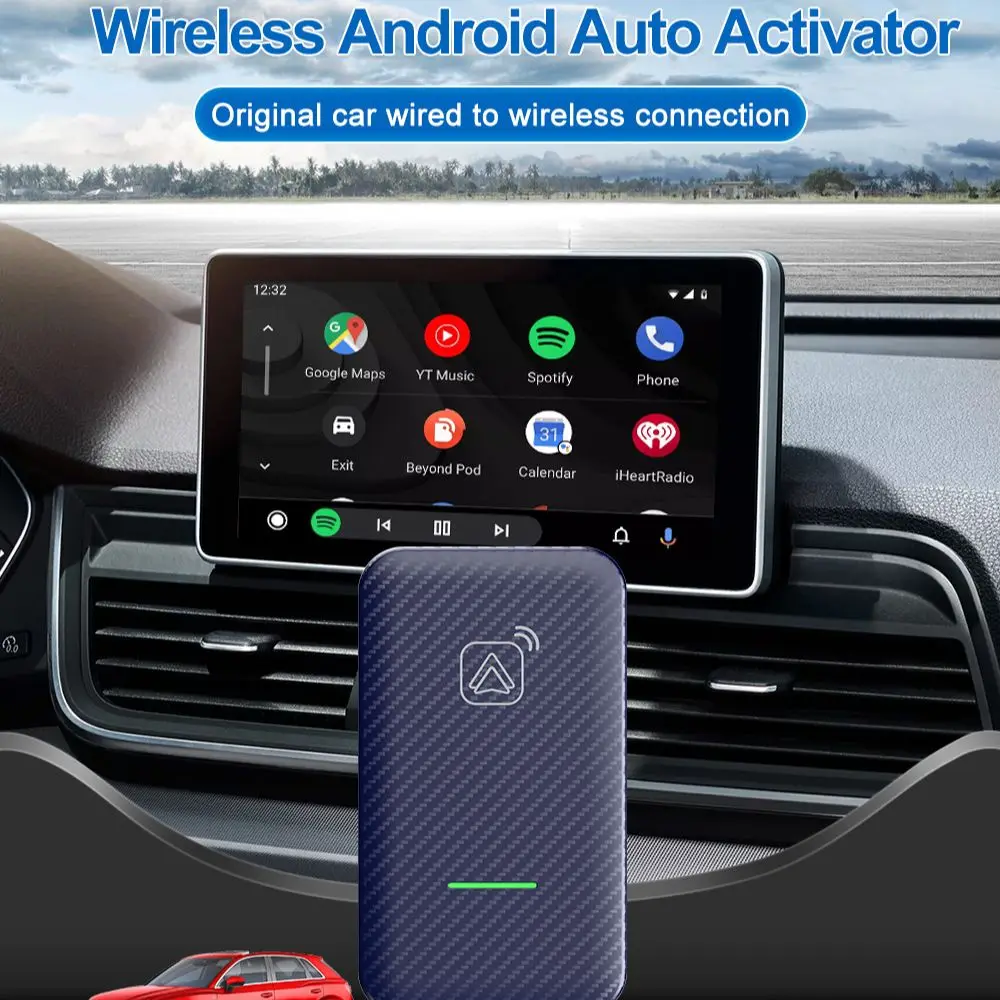 Android Auto Wireless Adapter Smart Ai Box Online Upgrade Plug And Play BT 5.8GHz WiFi Auto Connect For Wired Android Auto Cars