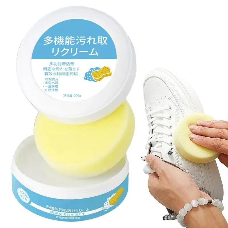 White Shoes Cleaning Cream Stains Remover Shoes Whitening All-Purpose Cleansing Cream With Wipe Sponge For Shoes Sneakers