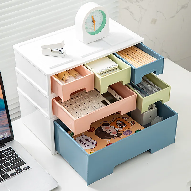 Desktop cosmetics storage box Dressing table compartment sorting box Skin care products facial mask drawer storage box