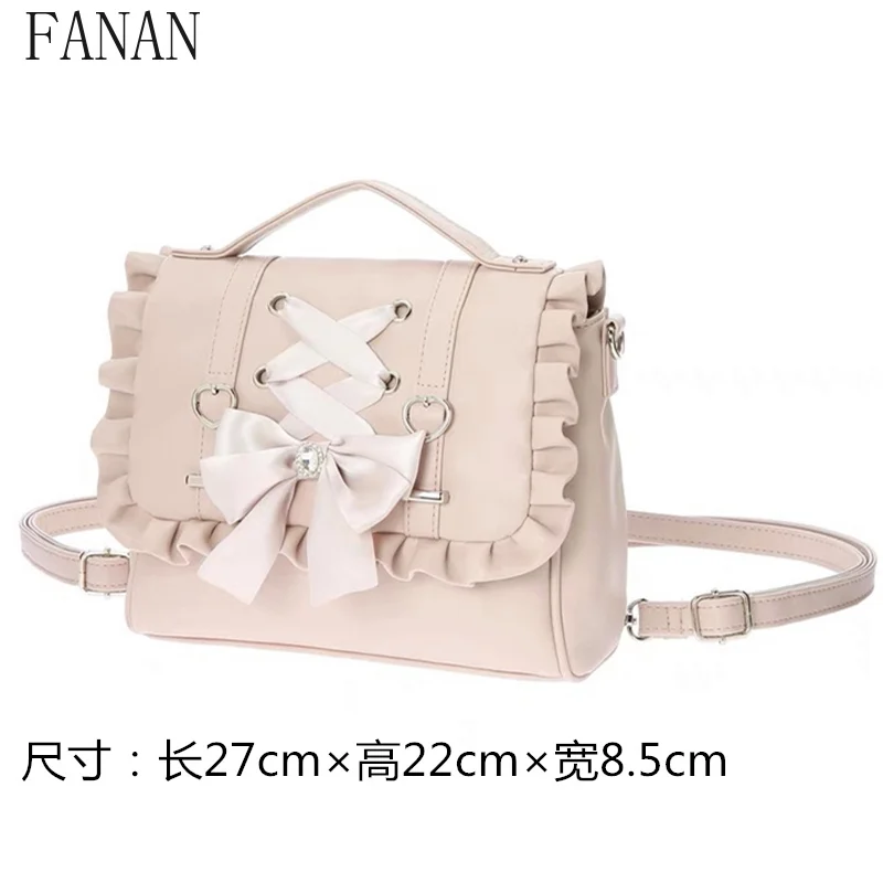 

Женские рюкзаки, новинка 2023 года, серия Mine, сумка в стиле Лолиты для женщин, ручная сумка с лентой и бантом Love, милая милая сумка на одно плечо Femme