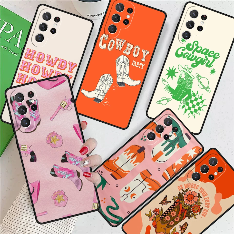 Cowboy Cowgirl Howdy Western Ranch Boho For Samsung Galaxy S24 Ultra S21 S22 S8 S9 S10E Note 10 20 Plus FE S23 Phone case Cover