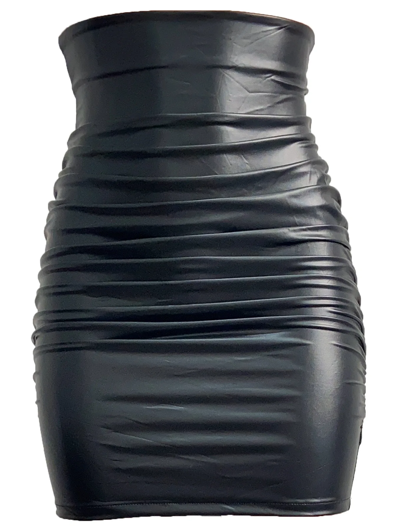 Damen Sexy PU-Rock, Figurbetonter Hochtaillierter Kurzer Rock aus Schwarzem Kunstleder – Detail 7