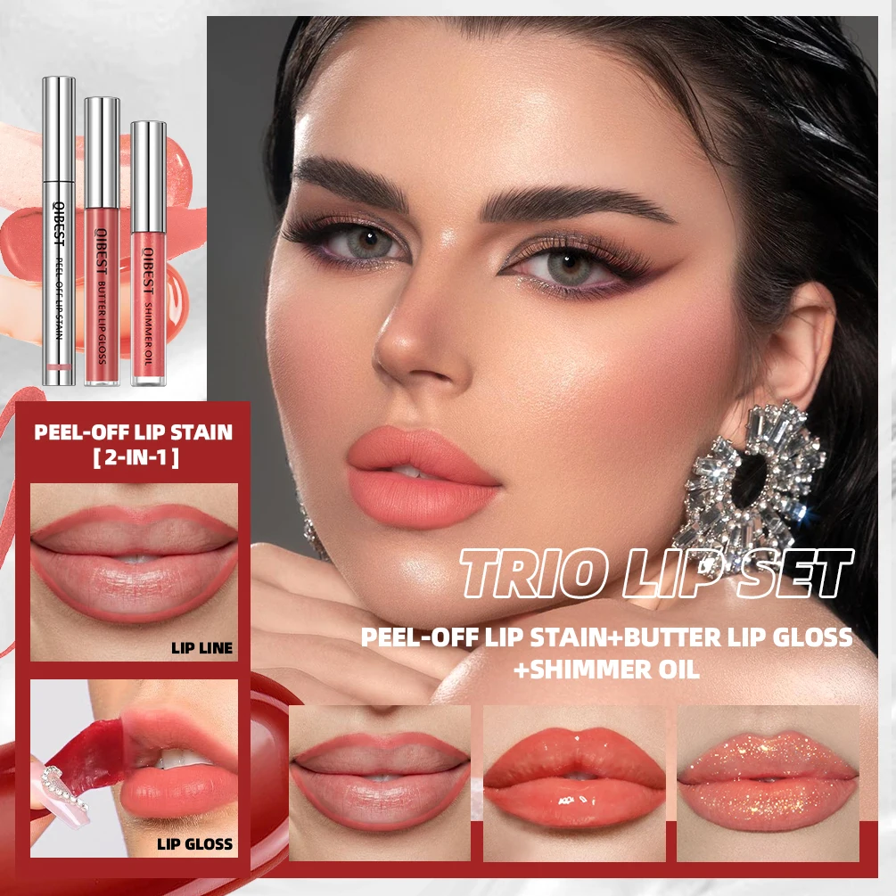 QIBEST – Kits de maquillage multifonctionnels pour les lèvres, vernis à lèvres, baume à l'huile scintillant, teinte de brillant à lèvres durable, cosmétique coloré