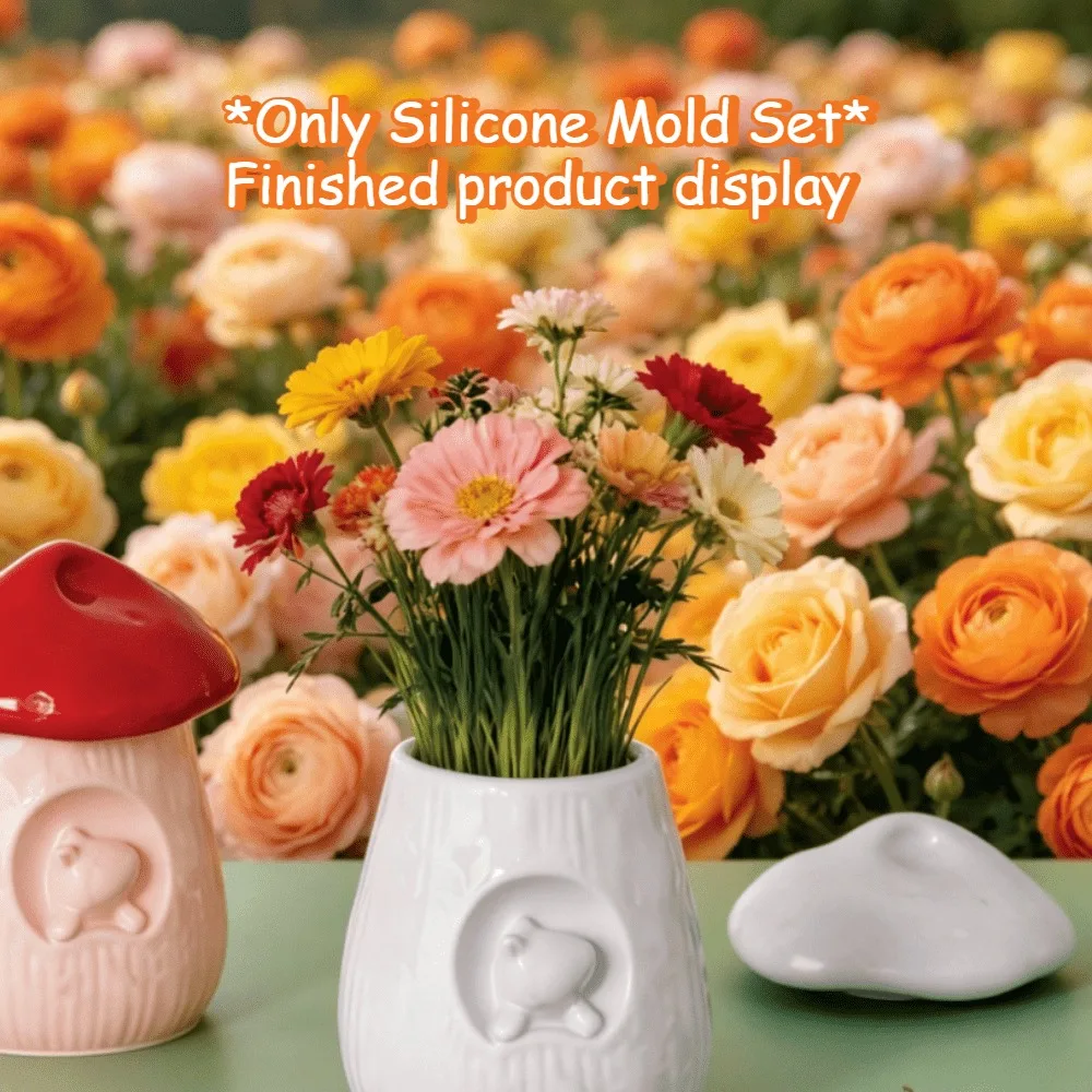 Cute Mushroom Silicone Resin Mold Kit,DIY Storage Container Flower Pot,Handmade Decor Ornament Gift for Halloween Christmas Fest